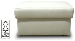 HOME - Leather Footstool - Ivory